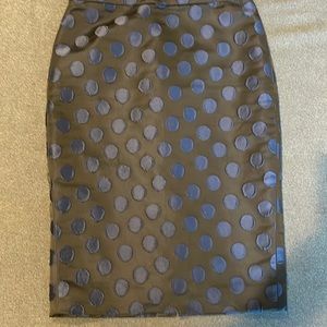 J. Crew Pencil Skirt Black Blue Polka Dot